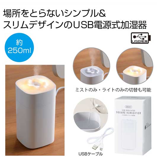 【P最大46倍】【61%OFF】 販促品 加湿器 【半額】 USB専用スクエア加湿器 加湿器 販促品 激安 加湿器 500円 人気 500円台 敬老会 プレゼント イベント セール sale