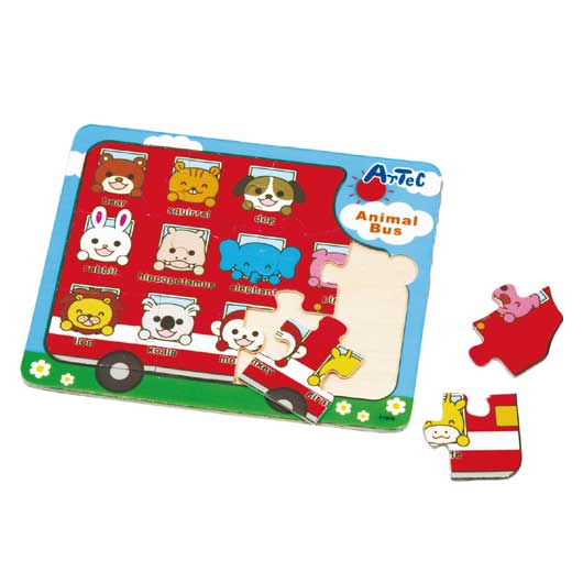 【クーポン有】【11%OFF】 販促品 知育パズル 【送料無料】 木製パズルアニマルバス 知育パズル 保育園 運動会 景品 幼稚園 販促品 激安 知育パズル 5...