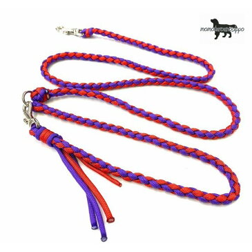 PARACORD LEAD パラシュートコード カフェリード（フリンジ付き）カラー：D　パープル・レッド 小型犬～中型犬リード 送料無料（ポスト投函便）