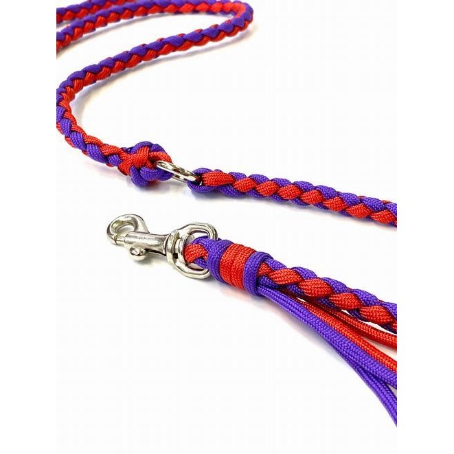 PARACORD LEAD パラシュートコード カフェリード（フリンジ付き）カラー：D　パープル・レッド 小型犬～中型犬リード 送料無料（ポスト投函便）