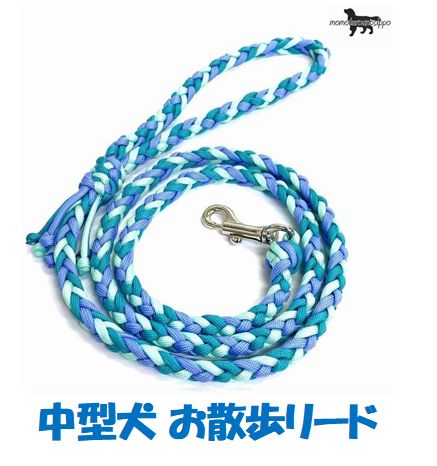 PARACORD LEAD パラシュートコード お散歩リード カラー：F スカイブルー ミント オーキッド 中型犬リード 送料無料（ポスト投函便）