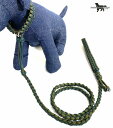 PARACORD CALLAR パラシュートコード オールインワン 首輪リード一体型(カラー:A アーミーグリーン・ダークグリーン) 小型犬〜中型犬 送料無料