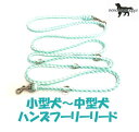 PARACORD SHOULDERLEAD パラシュートコード ショルダー・ハンズフリーリード カラー：F ミント＆ホワイト 小型犬～中型犬リード送料無料（ポスト投函便）