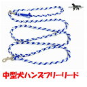 PARACORD SHOULDERLEAD パラシュートコード ショルダー・ハンズフリー カラー：Aアクア＆サファイヤ＆アイスホワイ Mサイズ中型犬 送料無料（ポスト投函便）