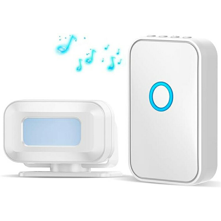ワイヤレスチャイム 人感センサー 玄関チャイム 呼び鈴 介護 ドアベル 無線 電池式 配線工事不要 動体検知 感知範囲レンズカバーで調節 5段階音量調節 52種類呼び出し音 飲食店 店舗 玄関 お年寄り 電池別売り