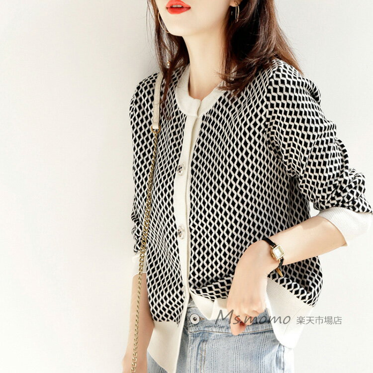 ニットカーディガン レディース 秋冬 40代 長袖 ニットコーディガン チェック柄カーディガン ショット丈セーター ゆったりアウター 秋服 おしゃれ 韓国風 50代 30代