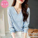 Tシャツ レディース 秋 40代 長袖トップス シフォンvネックTシャツ カットソー Tブラウスインナー ショット丈プルオーバー 春 ゆったり おしゃれ 大人 ...