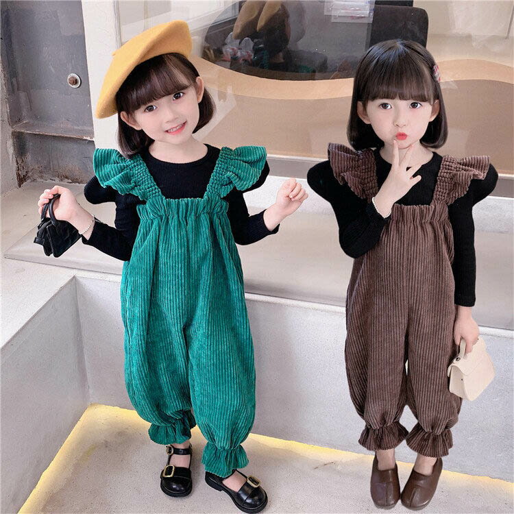 子供服 女の子 オーバーオール 無地 キッズ オールインワン サロペット ロングパンツ 普段着 通学着 子..