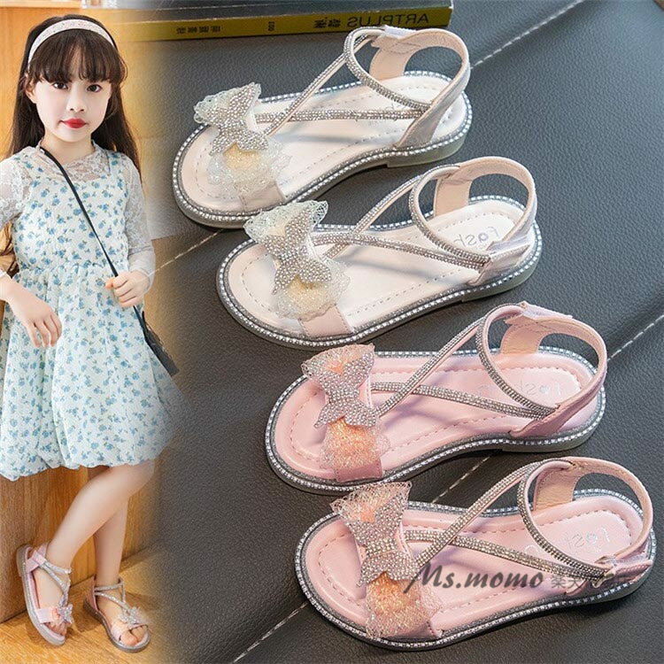 サンダル キッズ 靴 ビーチサンダル ジュニア 夏物 女の子 子ども キッズシューズ ソフトの底 リボン軽..