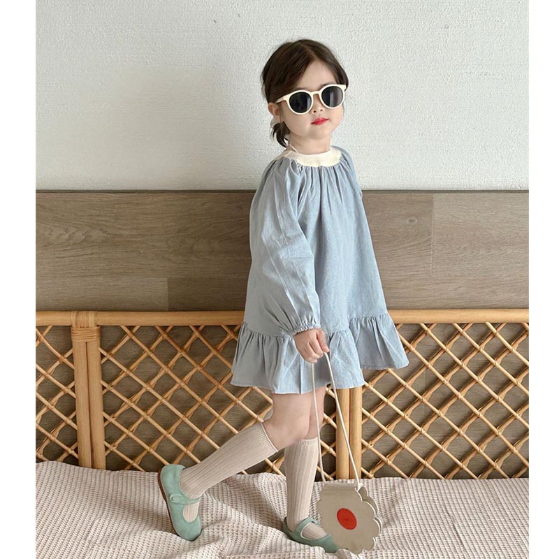 子供服 ワンピース 女の子 長袖 春秋新作 子供ドレス dress キッズ 春秋 デニム ワンピース 膝丈 韓国子供服 ジュニア インナー カジュアル おしゃれ 可愛い 新品