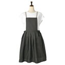 【5/5は! ポイント9倍】 peplos ギャザーエプロン コットンリネン CHARCOAL GRAY チャコールグレー A696CHG