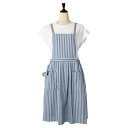 【5/5は! ポイント9倍】 peplos ギャザーエプロン ストライプ BLUE ブルー A697BL