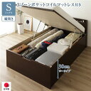 【タイムセール ポイント5倍】 〔お客様組み立て〕 収納 ベッド 通常丈 シングル 跳ね上げ式 縦開き ロータイプ 深さ30cm 3ゾーンポケットコイルマットレ...