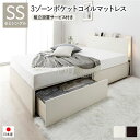 【タイムセール ポイント5倍】 〔組立設置サービス付〕 2杯 収納ベッド セミシングル ホワイト 3ゾーンポケットコイルマットレス付 照明付 コンセント付 引出...