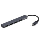 【タイムセール ポイント5倍】 Digio2 USB Type-C 極薄変換ハブ STIX 4ポート グレー UH-C2584GY