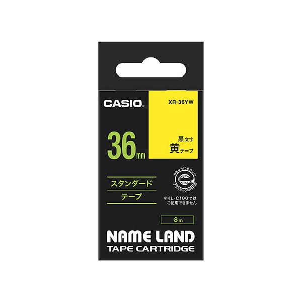 【タイムセール ポイント5倍】 カシオ計算機 ネームランドテープ36mm 黄 XR-36YW