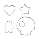 【5/15は!ポイント10倍】 (5セット) パール金属 ラフィネ ステンレス製クッキー抜き型4個セット ハート・スター・ベアー・スカル D-6154X5