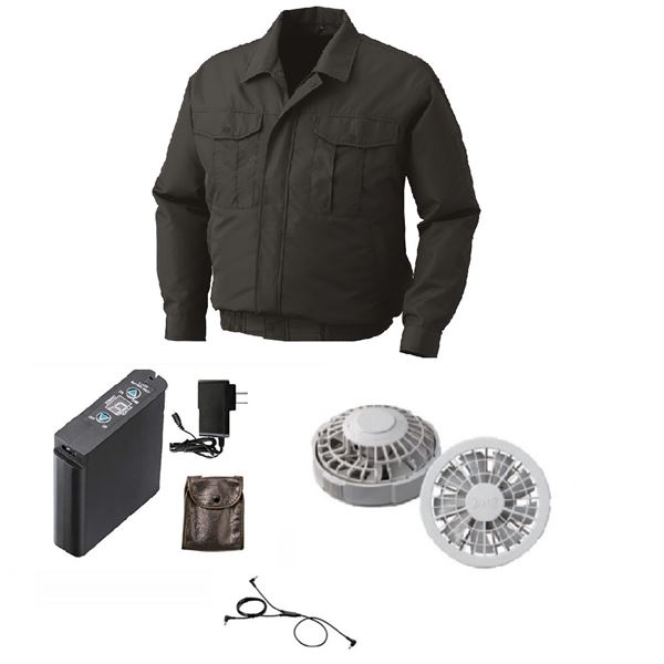 【5/6GW最終日！ ポイント8倍】 KU90540 空調服 R ポリエステル製長袖ワーク FAN2200G・RD9261・LIPRO2セット チャコール M