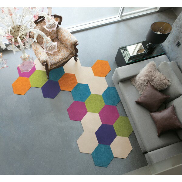 【11/25はP8倍】 ホームタイルカーペット （R-5002 43cm×50cm アプリコット 4枚入） 日本製 防滑 防音 ..