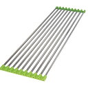【タイムセール ポイント5倍】 折りたたみ 水切りラック/キッチン用品 (10本 グリーン) 約574×160×10mm 日本製 ステンレス製 〔台所〕