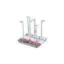 【タイムセール ポイント5倍】 〔12個セット〕 グラススタンド コップスタンド 約幅16cm 4客用 ステンレス トレー付 頑丈 SUIグート 水切りラック ...