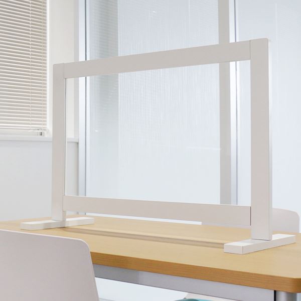 【12日は ★ポイント5倍！】 衝立 パーティション 日本製 透明 アクリル 仕切り 板 ウイルス 対策 予防 感染 飛沫 防止 ガード パネル 76 × 64 cm 木製 スタンド 脚（代引不可）