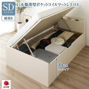 【タイムセール ポイント5倍】 〔お客様組み立て〕 収納 ベッド 通常丈 セミダブル 跳ね上げ式 横開き ロータイプ 深さ30cm 日本製薄型ポケットコイルマッ...