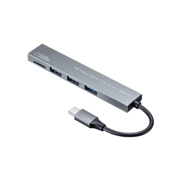 【タイムセール!ポイント5倍】 サンワサプライ Type-C 3ポート コンボスリムハブ(microSDカードリーダー付き) USB-3TCHC19S