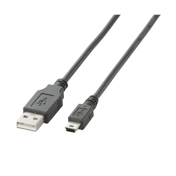  （まとめ）エレコム USB2.0ケーブル(A)オス-mini(B)オス ブラック 0.5m U2C-M05BK 1本