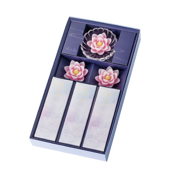 【ショップポイント5倍】 カメヤマ 蓮水香 線香・ローソクセット 2289-052