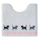 【タイムセール ポイント5倍】 (30個セット) トイレマット (約55×60cm キャット) お手入れ簡単 撥水加工 拭いてお手入れする