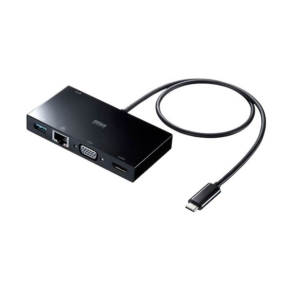 【5/10 ポイント9倍】 サンワサプライ USBType-Cモバイルドッキングステーション ブラック USB-3TCH30BK 1台