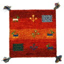 【タイムセール ポイント5倍】 椅子クッション 約40×40cm オレンジ ウール100% 保温性 調湿効果 オールシーズン対応 ギャッベ チェアパッド リビン...