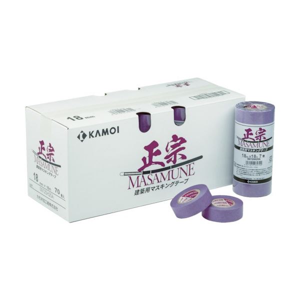 【4/5は！ポイント10倍】 (まとめ) カモ井加工紙 マスキングテープ 建築塗装正宗 紫 18mm×18m MASAMUNEJAN-18 1パック(7巻) （×10セット）