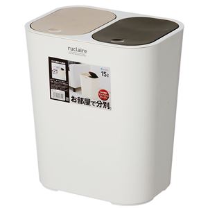 【ポイント9倍!タイムセール】 〔12個セット〕 ゴミ箱 ダストボックス 約幅294mm 約15L ホワイト 小型 2分別 ふた付 ワンプッシュオープン ルクレール リビング