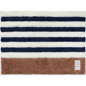 【5/30は！ポイント9倍】 （40個セット） ふわもこ バスマット/お風呂マット （45×60cm ネイビーボーダー） 洗える 防滑加工 〔脱衣所 洗面所〕