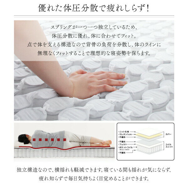 【ポケットコ】 モダンカバーリング脚付きマットレスベッド マットレスベッド 国産ポケットコイルマットレスタイプ セミダブル 22cm:モモダ家具店 ダブル