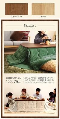 北欧デザインスクエアこたつ〔イーズ〕単品120x75cm