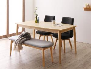 【P7倍！水曜定休41時間Pアップ】 北欧スタイル 回転チェア ダイニング 4点セット(テーブル+チェア2脚+ベンチ1脚) ナチュラル W150 組立設置付