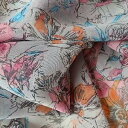 ストール スカーフ メール便送料無料 シフォン ストール 大人の女性に デッサン風な可愛い花柄 フラワー柄 グレー 花 春夏秋冬 訳あり商品