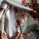 スカーフ 大判 メール便送料無料 スカーフ 高級プリント柄 大人の女性に ローズ柄 ばら 薔薇柄 グレー 訳あり商品