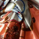 NEW スカーフ 大判 スカーフ柄 高級プリント柄 馬車柄 ピンクxグレー 訳あり商品 メール便送料無料