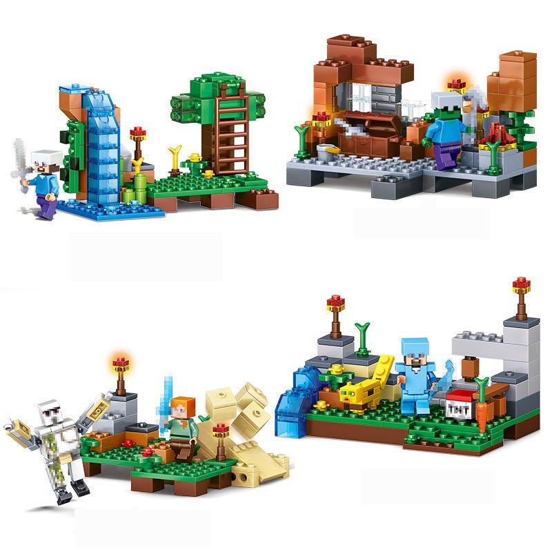 レゴ ミニフィグ マイクラ風 マインクラフト風 洞窟セット 4つの世界(ワールド) 互換 LEGO ミニフィギュア ブロック おもちゃ キッズ 子ども 送料無料 知育玩具 ナノブロック 組み立て 誕プレ