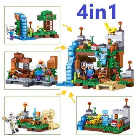 レゴ ミニフィグ マイクラ風 マインクラフト風 洞窟セット 4つの世界(ワールド) 互換 LEGO ミニフィギュア ブロック おもちゃ キッズ 子ども 送料無料 知育玩具 ナノブロック 組み立て 誕プレ