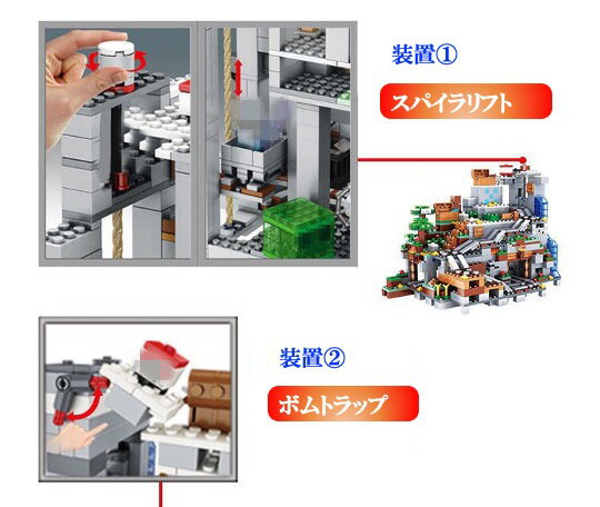 レゴ 互換 ミニフィグ マイクラ風 マインクラフト風 山の洞窟1000PCSとミニフィグセット LEGO ミニフィギュア ブロック おもちゃ キッズ 子ども 送料無料 知育玩具 ナノブロック 組み立て 誕プレ