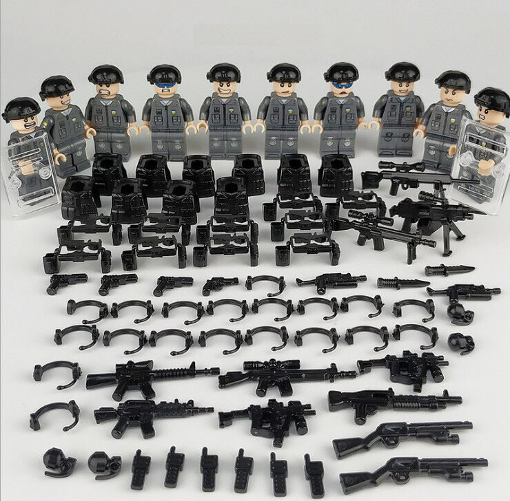 ミニフィグ SWAT 22体 ボート3台 特殊部隊 武器装備品沢山付き レゴ 互換 LEGO ミニフィギュア ブロック おもちゃ キッズ 子ども 送料無料 知育玩具 ナノブロック 組み立て 誕プレ