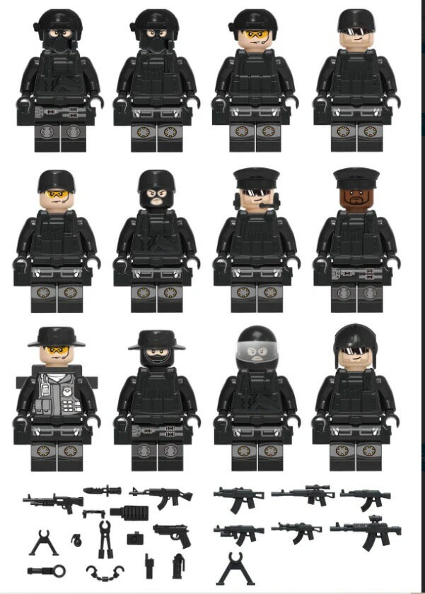 ミニフィグ SWAT 22体 ボート3台 特殊部隊 武器装備品沢山付き レゴ 互換 LEGO ミニフィギュア ブロック おもちゃ キッズ 子ども 送料無料 知育玩具 ナノブロック 組み立て 誕プレ