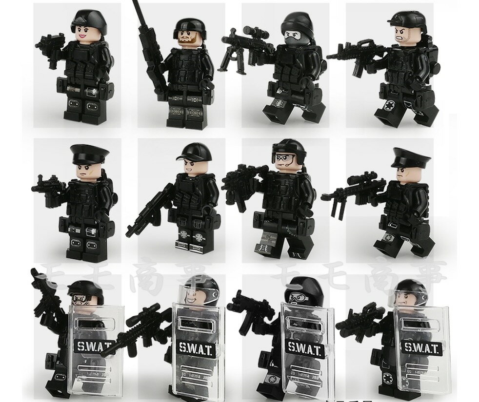 レゴ 互換 ミニフィグ SWAT 12体 特殊部隊 武器装備付き LEGO ミニフィギュア ブロック おもちゃ キッズ 子ども 送料無料 知育玩具 ナノブロック 組み立て 誕プレ