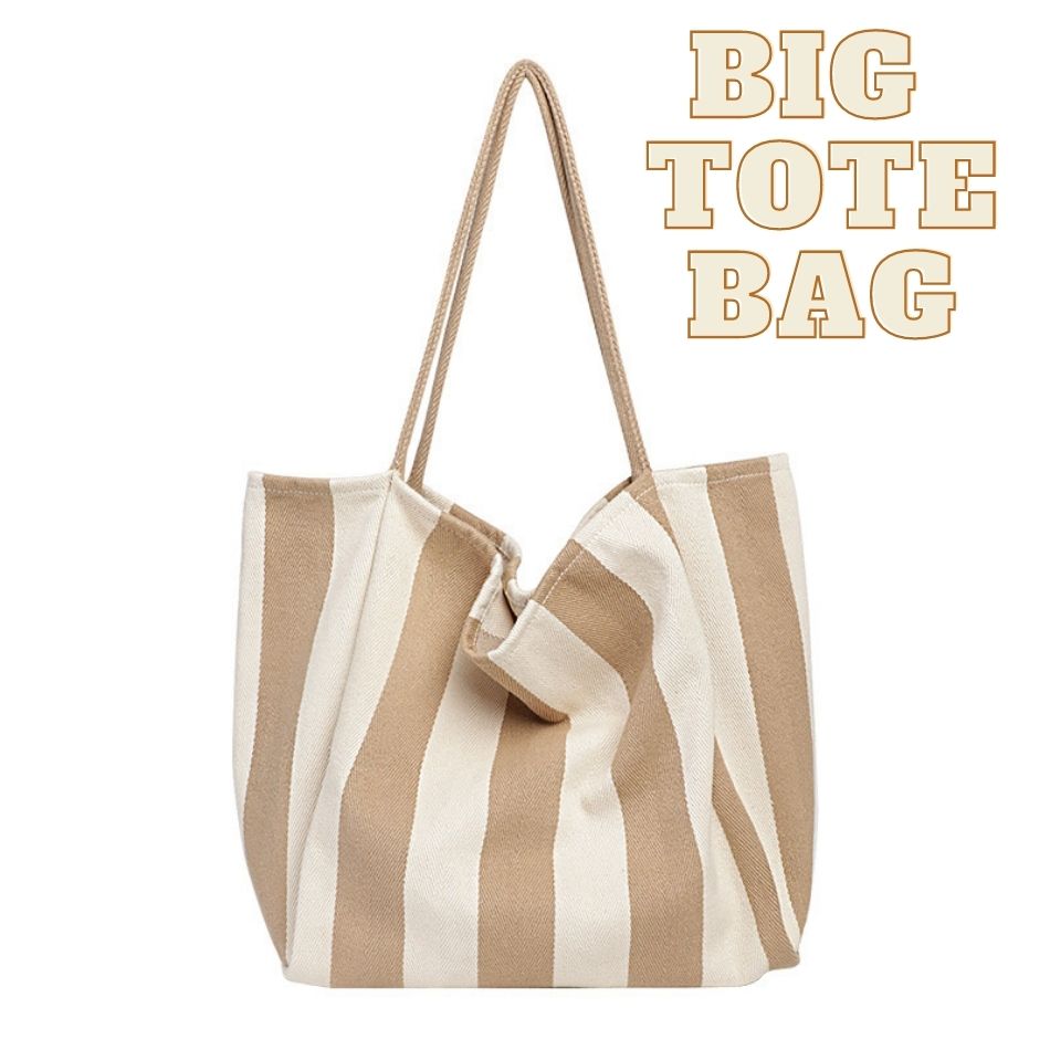 大容量！たっぷり入るトートバッグ　ストライプ　マザーバッグ　エコバッグ　サマーバッグ　鞄のサムネイル