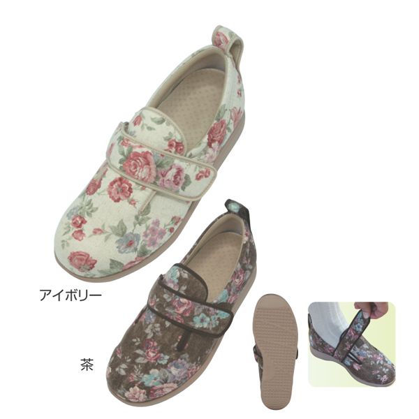 【介護用品】●女性用● あゆみ ダブルマジック2 ローズ 3E 1067 ［徳武産業］【送料無料(沖縄を除く)】 【介護 靴 くつ シューズ 敬老の日 プレゼント リハビリ 高齢者 両足販売 病院用 施設用 むくみ 女性 マジックテープ 花柄】【安心交換・返品サービス付】のサムネイル